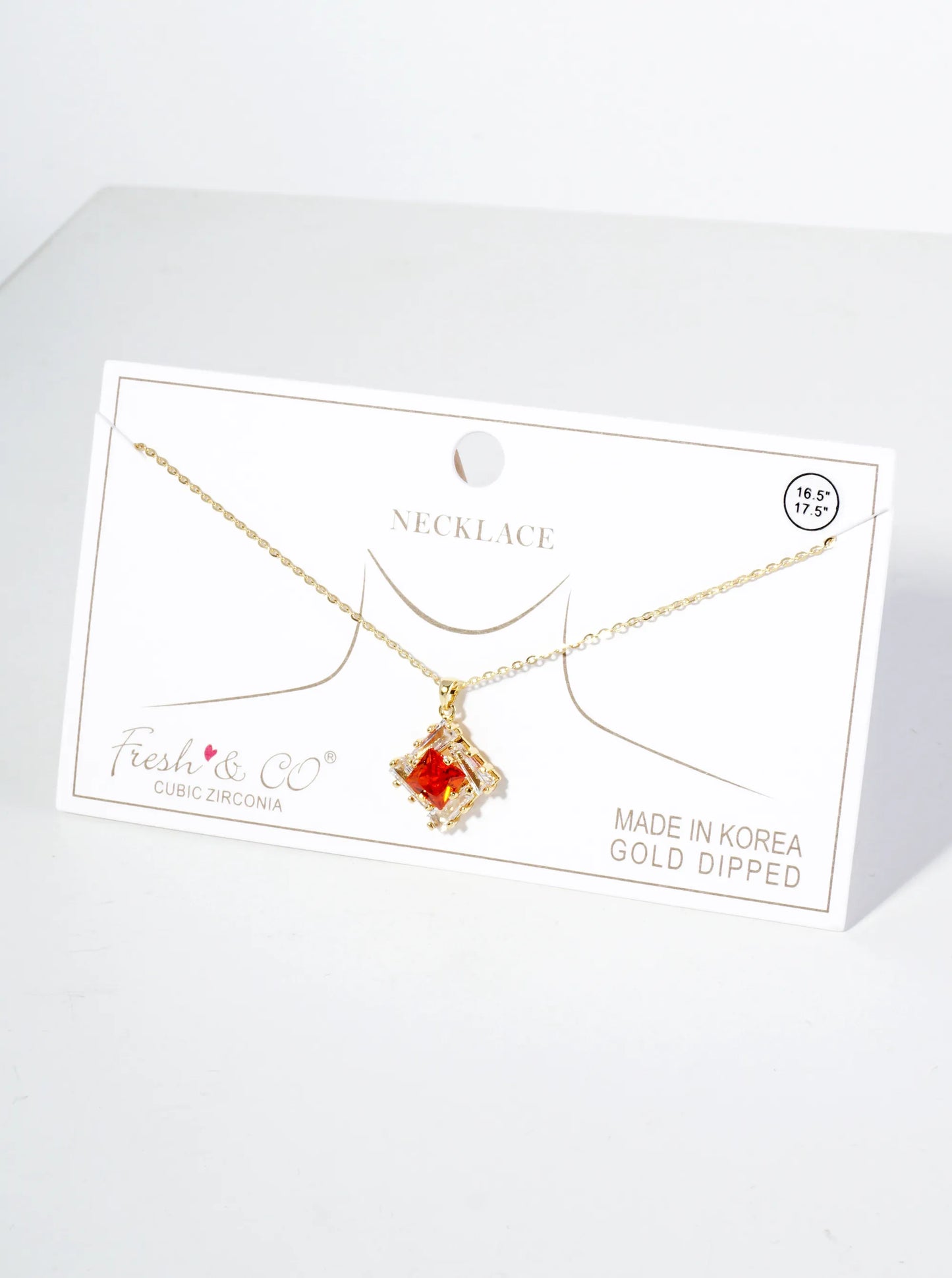 18K Gold Dipped Double Rhombus CZ Pendant Necklace
