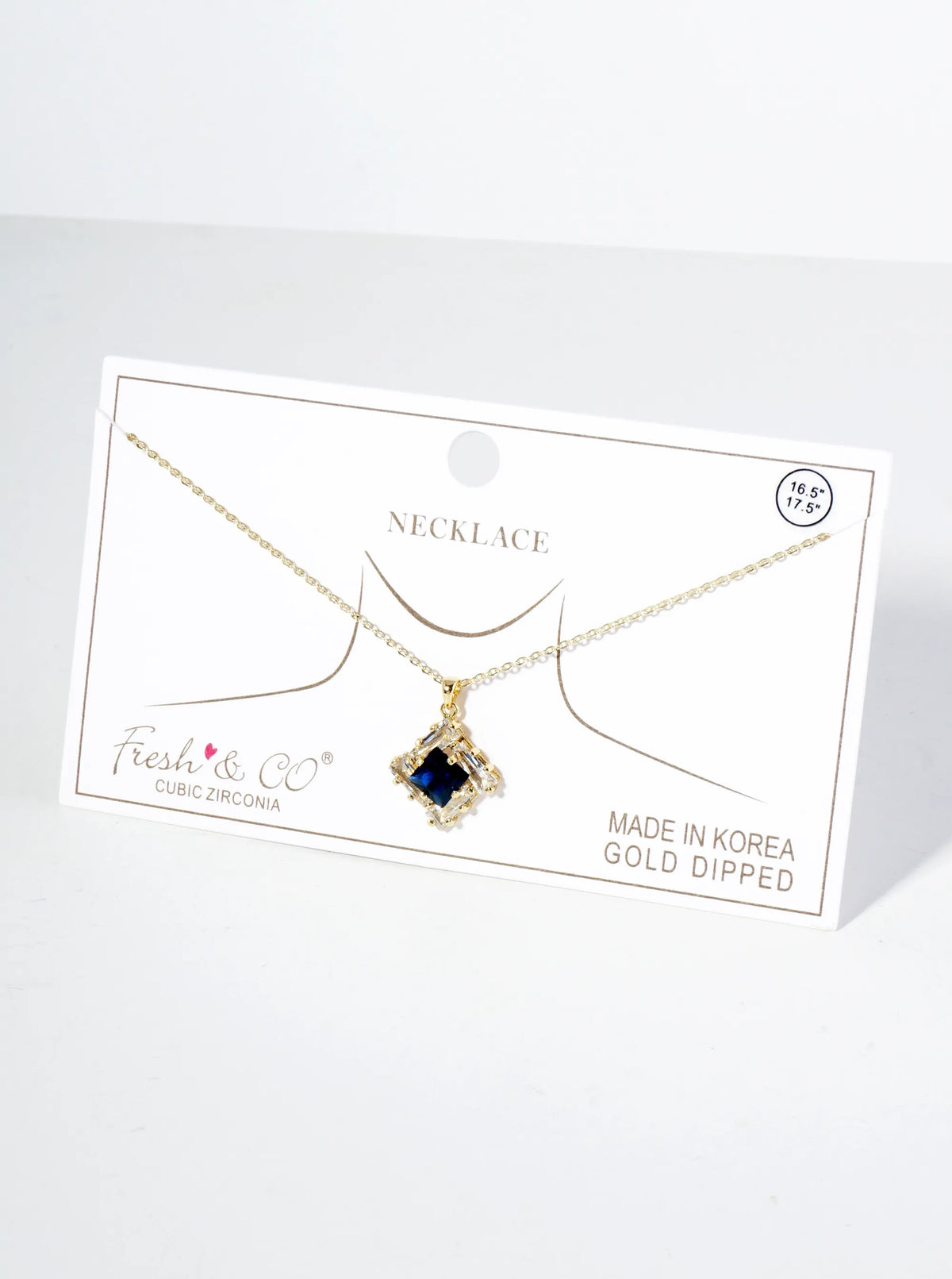 18K Gold Dipped Double Rhombus CZ Pendant Necklace