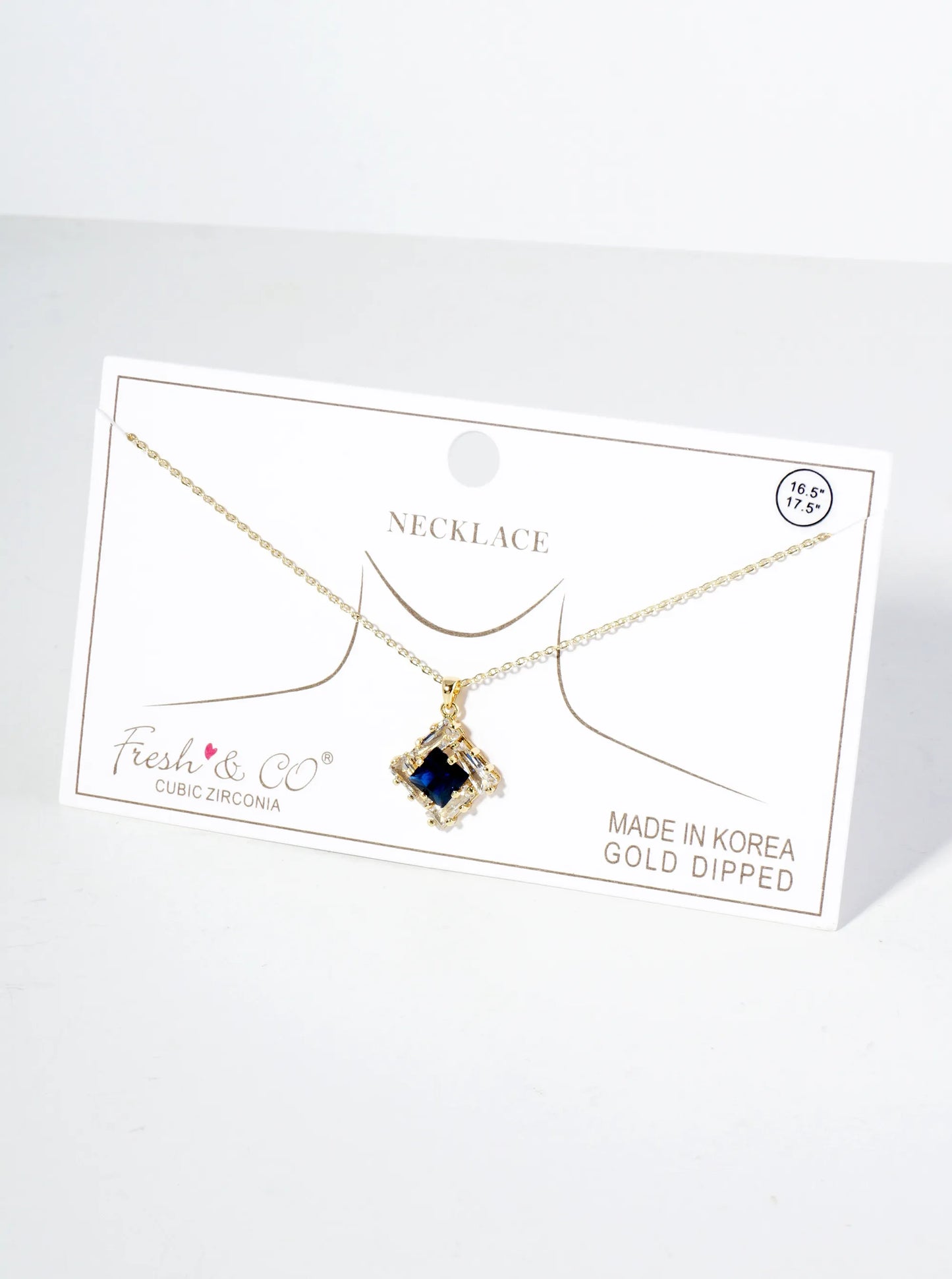 18K Gold Dipped Double Rhombus CZ Pendant Necklace