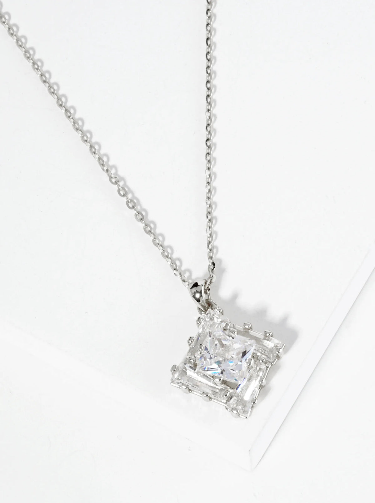 18K Gold Dipped Double Rhombus CZ Pendant Necklace
