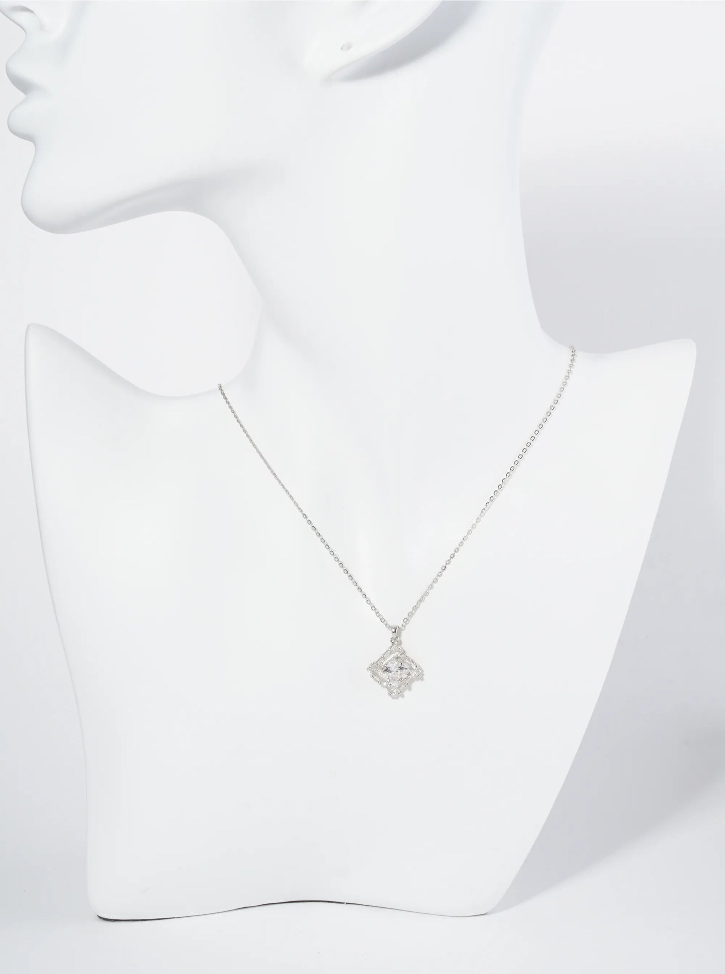 18K Gold Dipped Double Rhombus CZ Pendant Necklace
