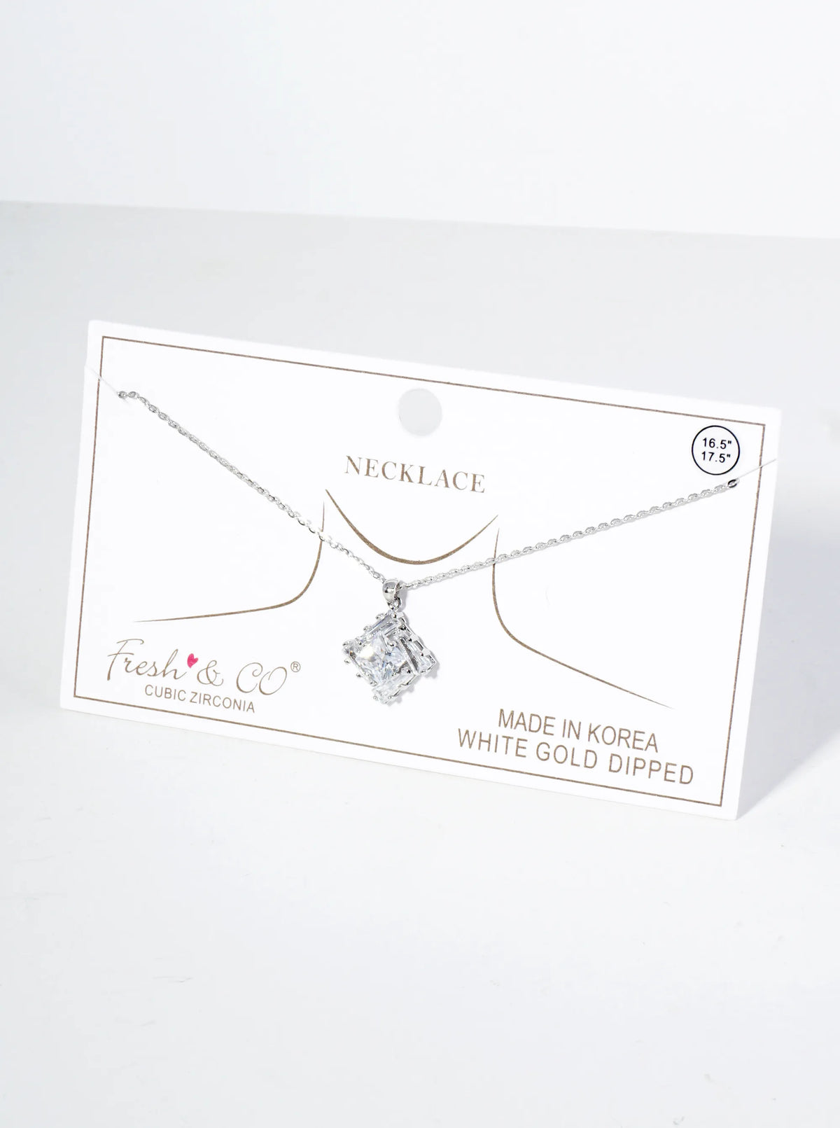 18K Gold Dipped Double Rhombus CZ Pendant Necklace