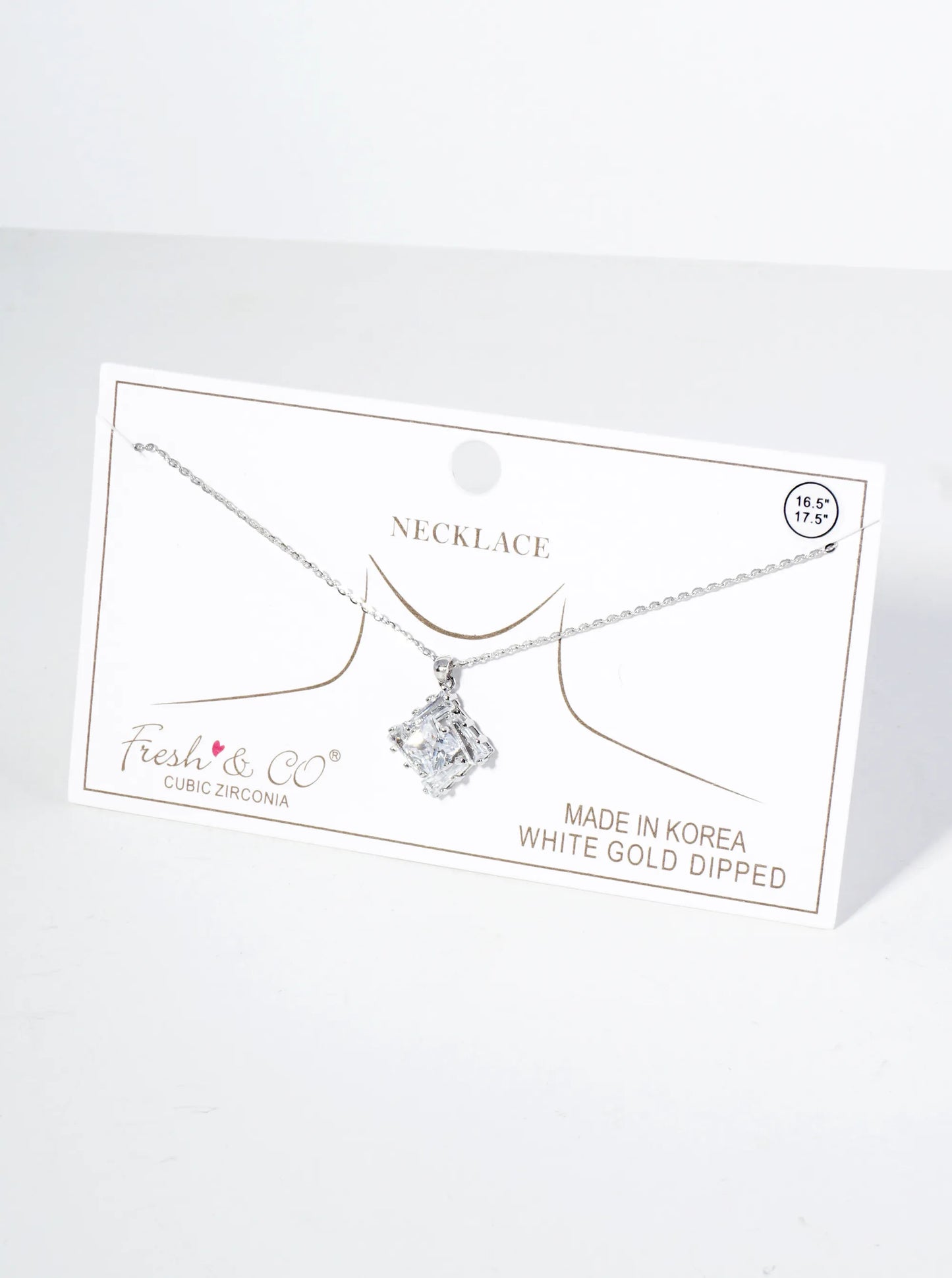 18K Gold Dipped Double Rhombus CZ Pendant Necklace