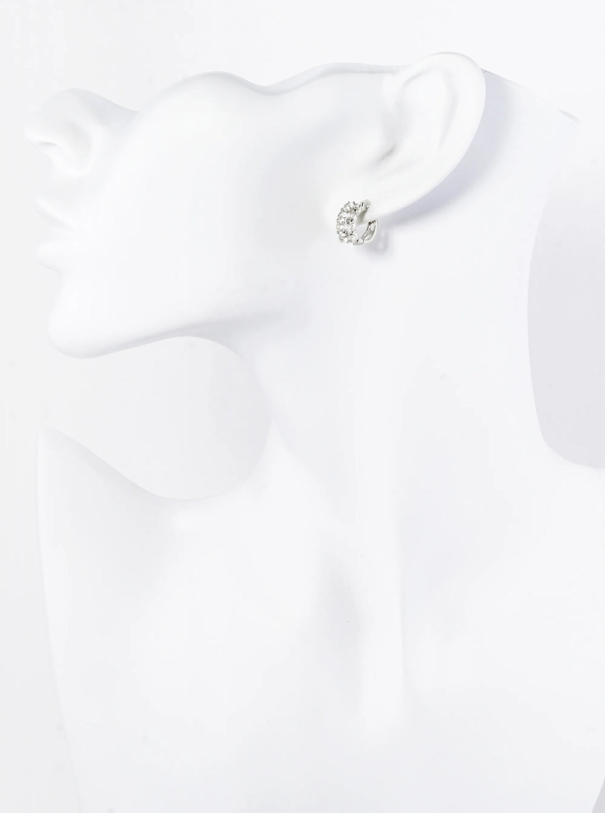 18K Gold Dipped Double Row 4-Prong Setting CZ Stone 10mm Brass Huggie Hoop Earrings