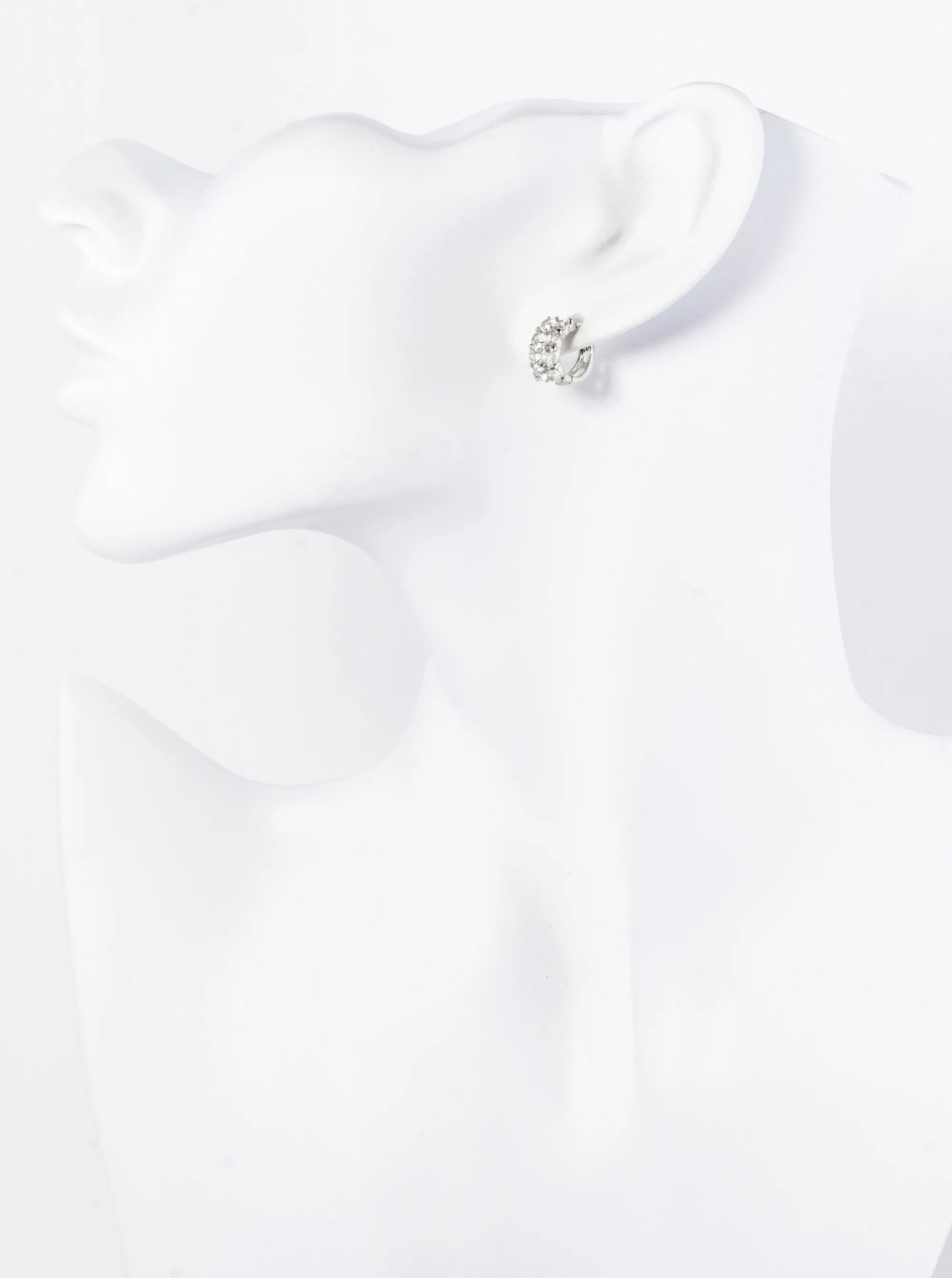 18K Gold Dipped Double Row 4-Prong Setting CZ Stone 10mm Brass Huggie Hoop Earrings