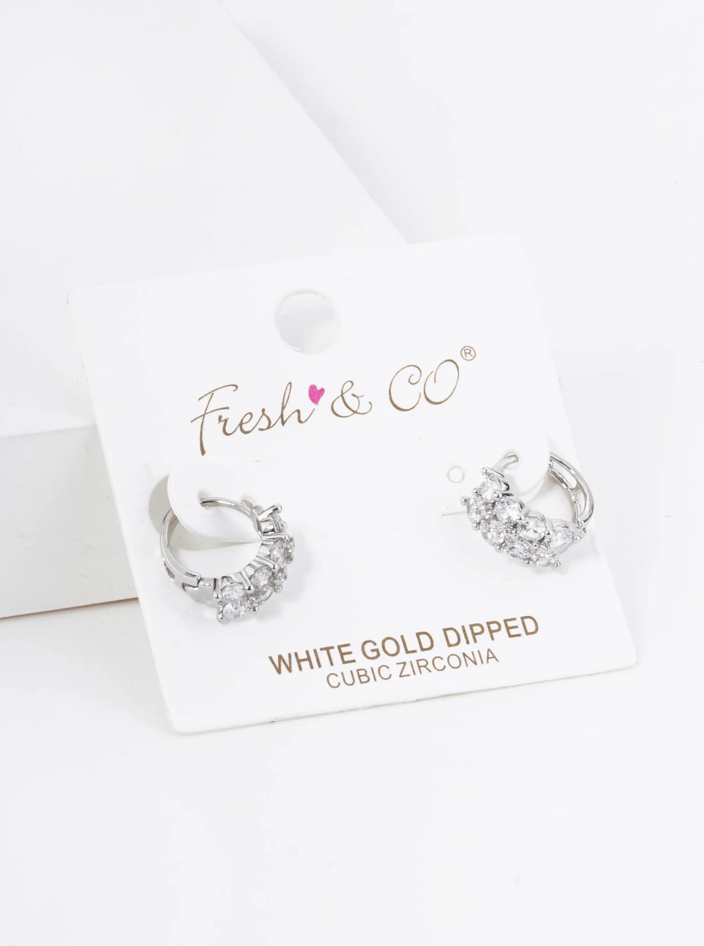 18K Gold Dipped Double Row 4-Prong Setting CZ Stone 10mm Brass Huggie Hoop Earrings