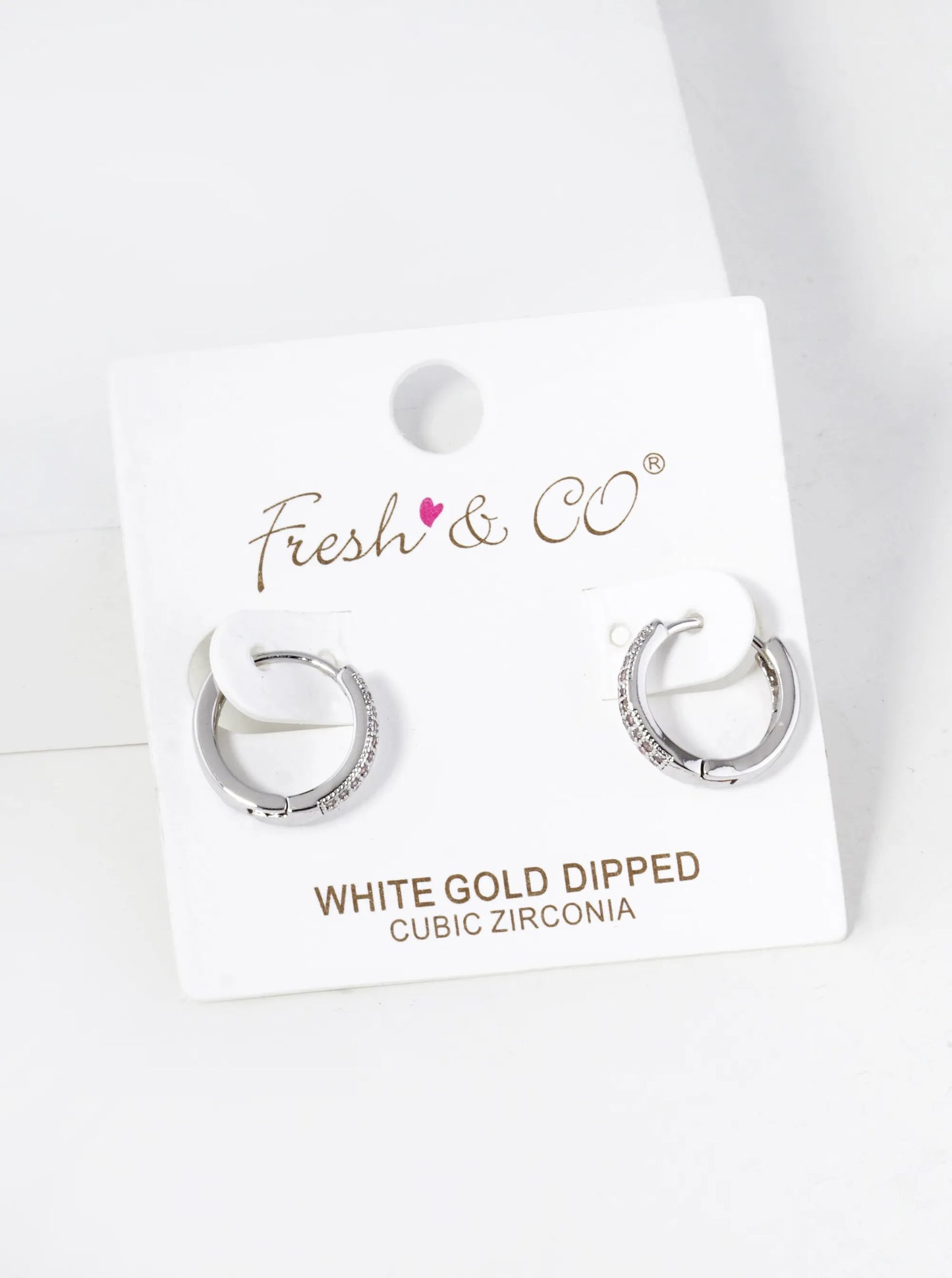 18K Gold Dipped Double Row Pave Set Cubic Zirconia 12mm Huggie Hoop Earrings