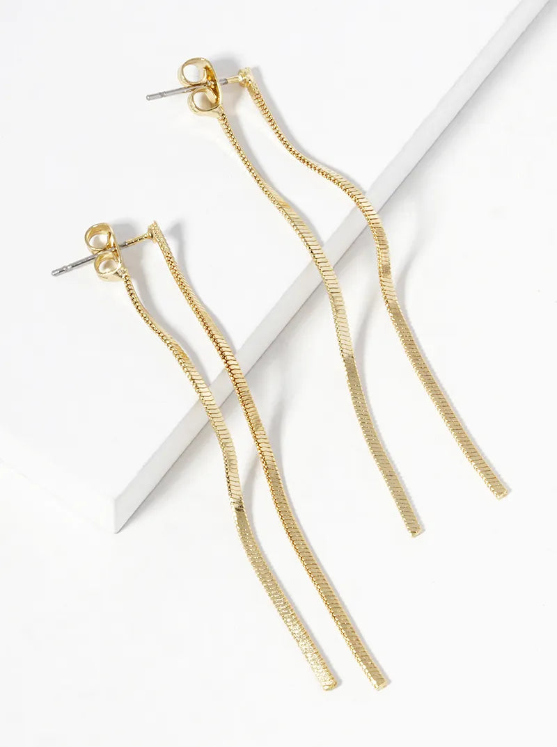 18K-Gold-Dipped Double Sided Delicate Chain Drop Earrings