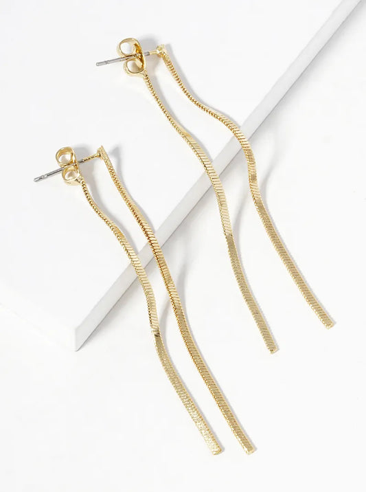 18K-Gold-Dipped Double Sided Delicate Chain Drop Earrings