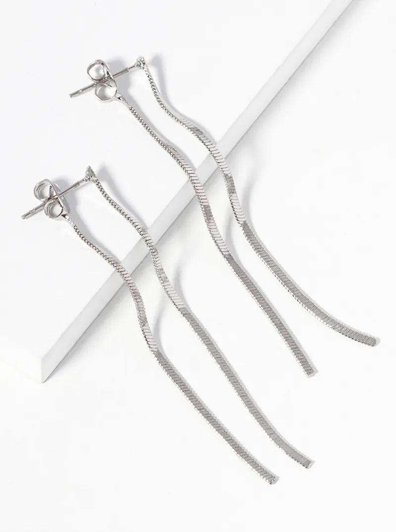 18K-Gold-Dipped Double Sided Delicate Chain Drop Earrings