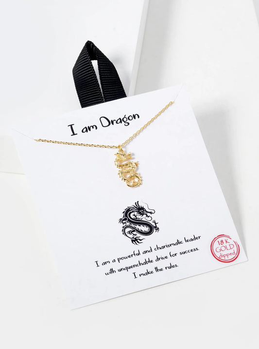 18K Gold Dipped Dragon Pendant Necklace