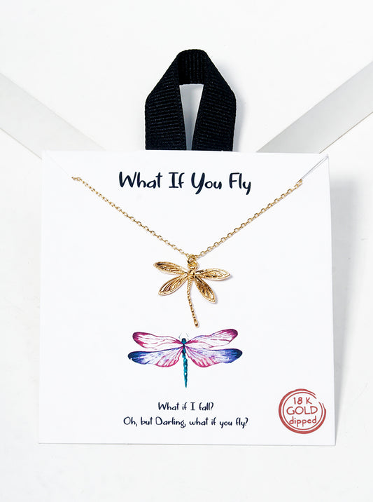 18K Gold Dipped Dragonfly Pendant Spiritual Necklace