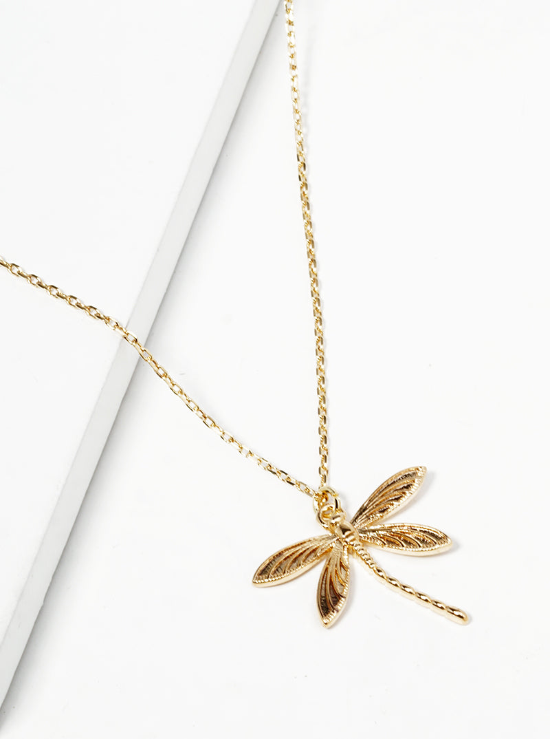 18K Gold Dipped Dragonfly Pendant Spiritual Necklace