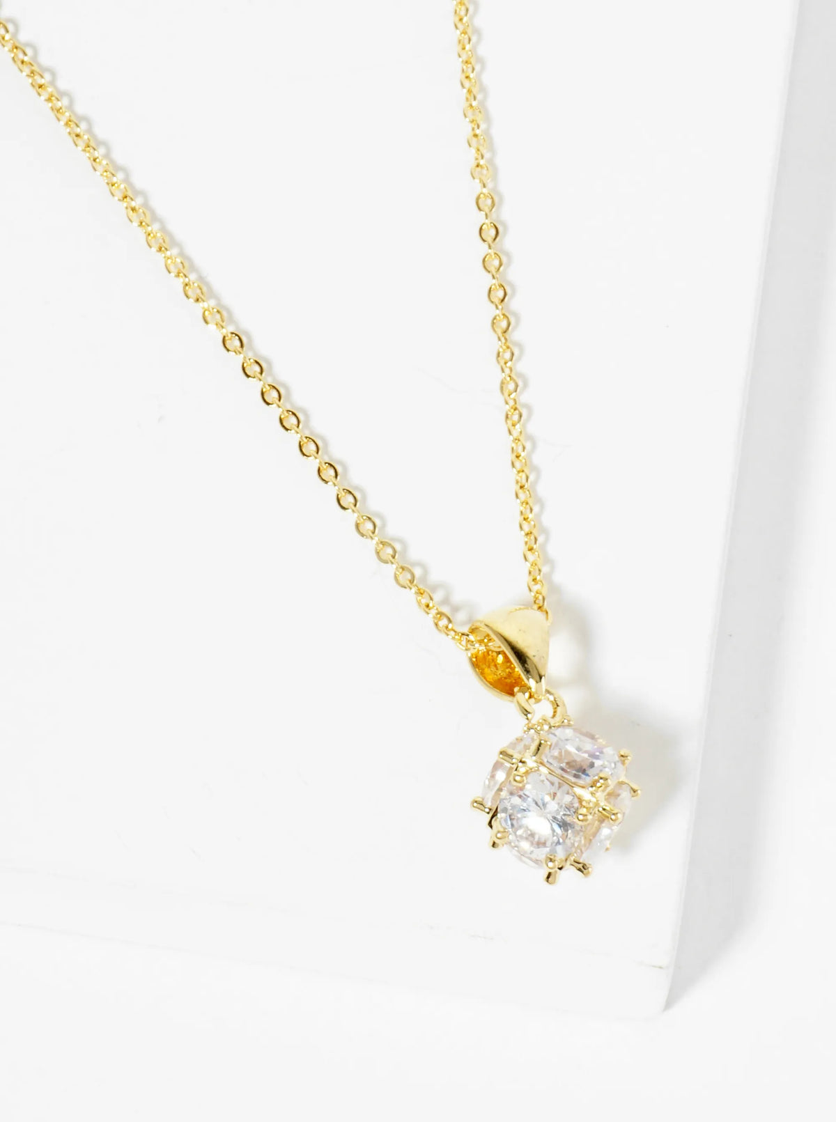 18K Gold Dipped Embellished With CZ On All Sides Pendant Necklace