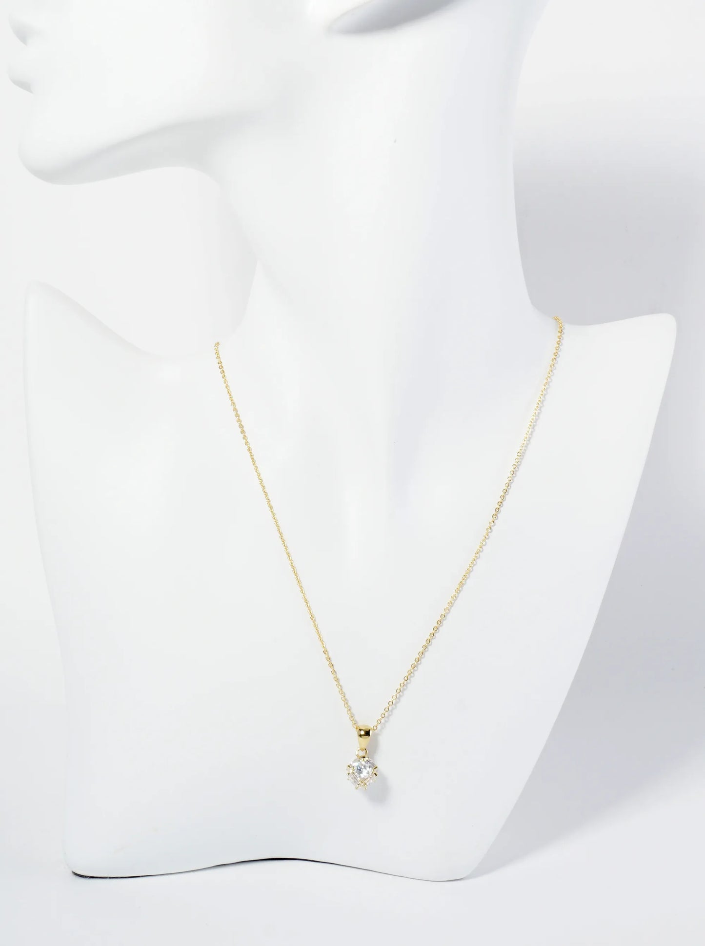 18K Gold Dipped Embellished With CZ On All Sides Pendant Necklace