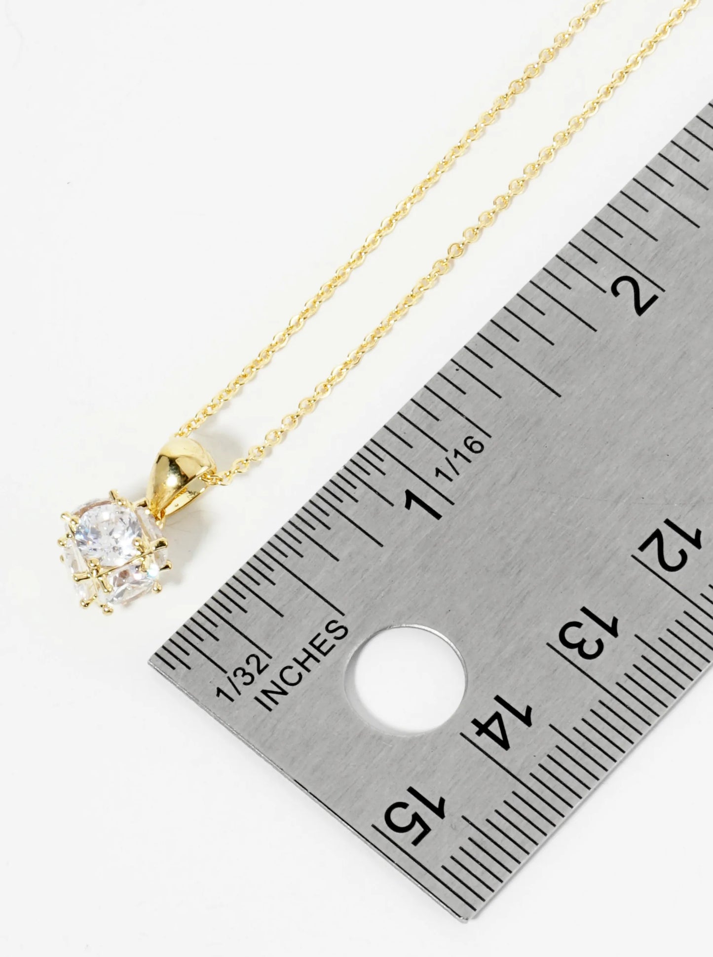 18K Gold Dipped Embellished With CZ On All Sides Pendant Necklace
