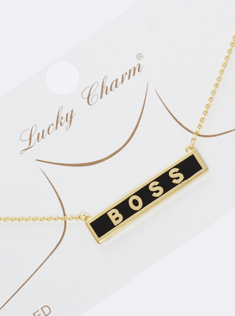 18K-Gold-Dipped Enamel Boss Rectangle Pendant Necklace
