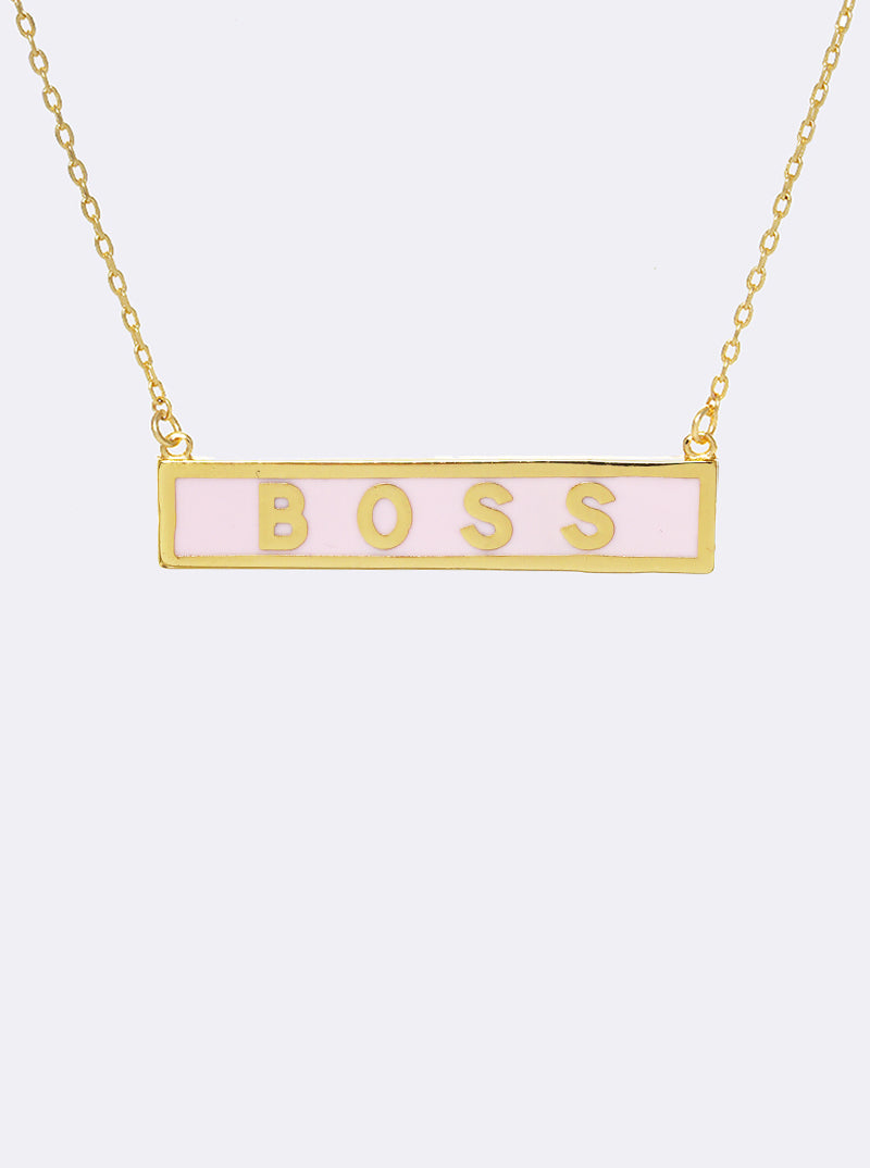 18K-Gold-Dipped Enamel Boss Rectangle Pendant Necklace