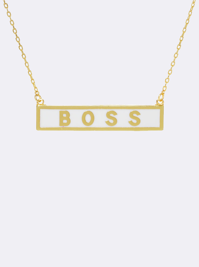 18K-Gold-Dipped Enamel Boss Rectangle Pendant Necklace