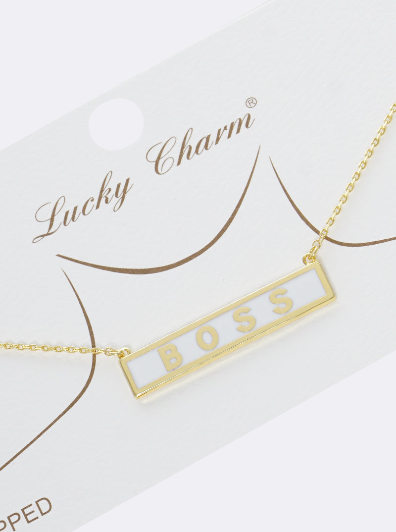 18K-Gold-Dipped Enamel Boss Rectangle Pendant Necklace