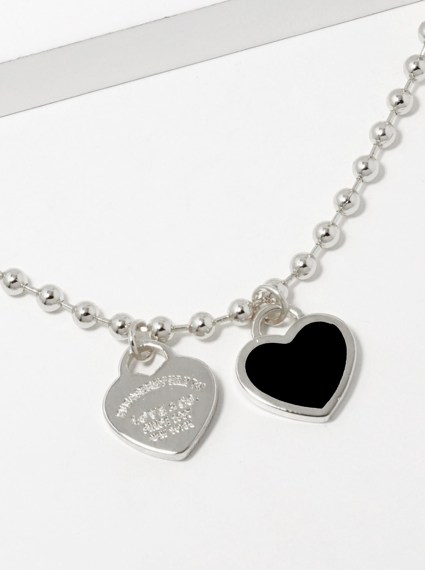 18K Gold Dipped Enamel Filled Double Heart Ball Chain Bracelet