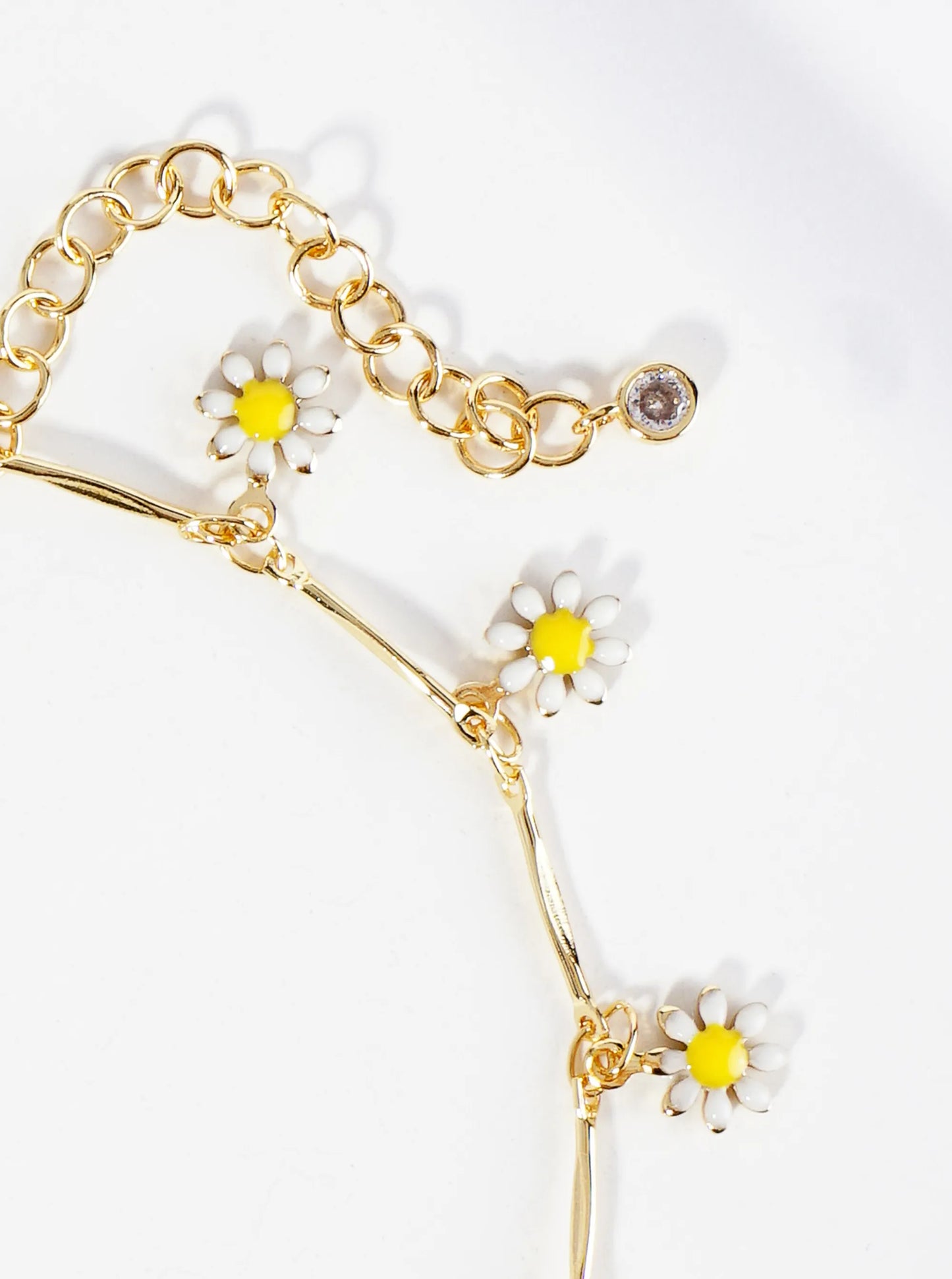 18K Gold Dipped Enamel Flower Charms Brass Chain Anklet