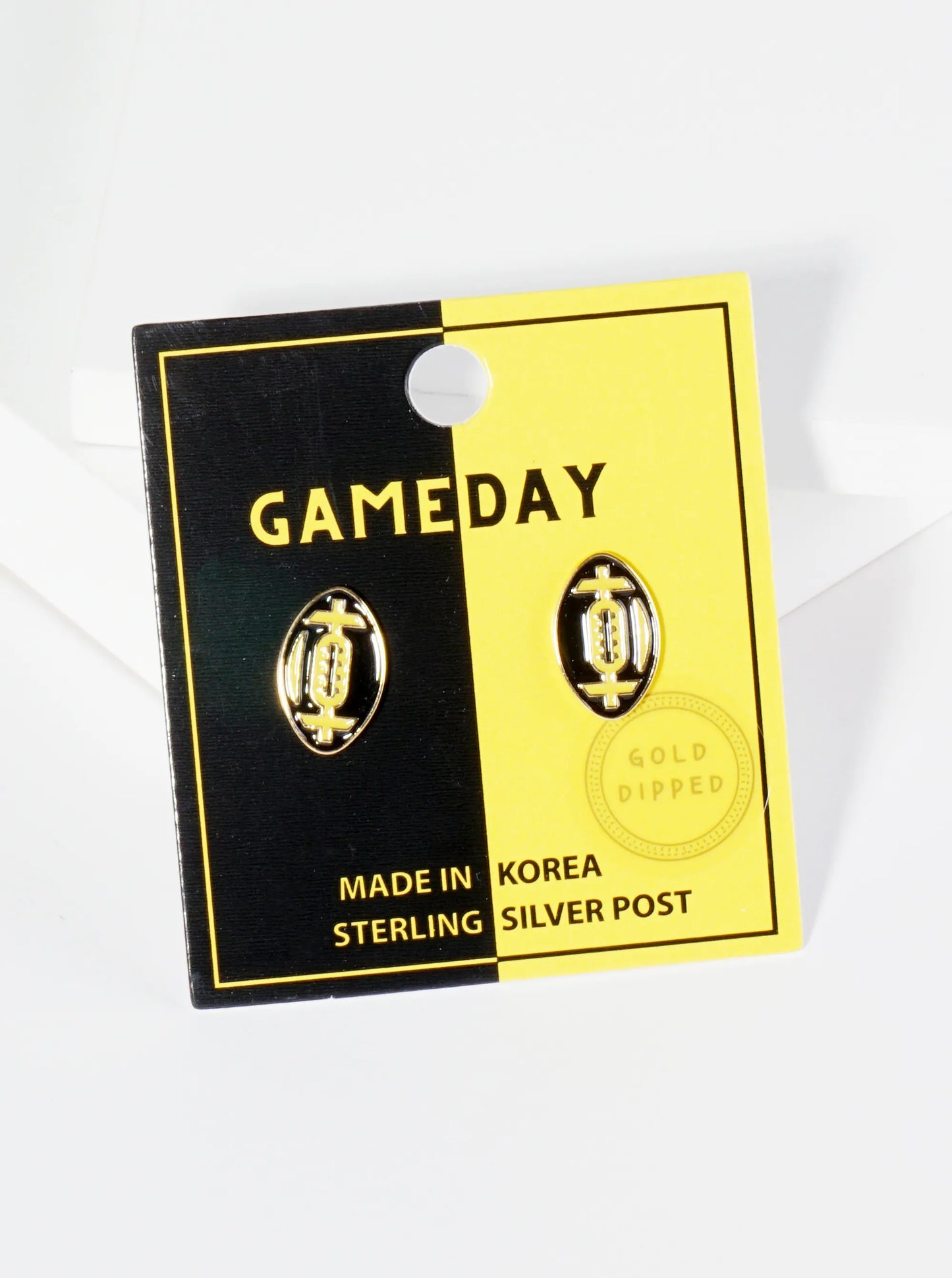 18K Gold Dipped Enamel Football Ball Game Day Stud Earrings