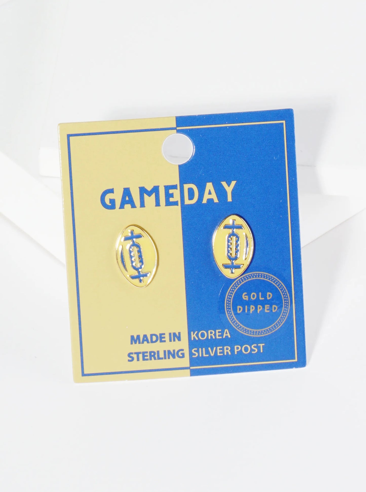 18K Gold Dipped Enamel Football Ball Game Day Stud Earrings