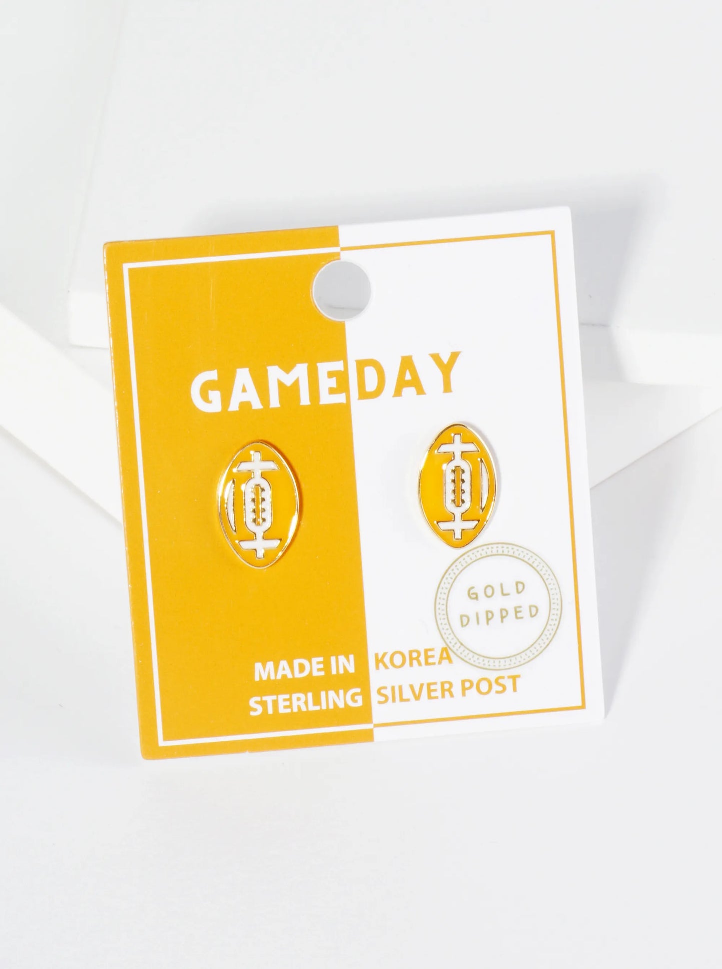 18K Gold Dipped Enamel Football Ball Game Day Stud Earrings