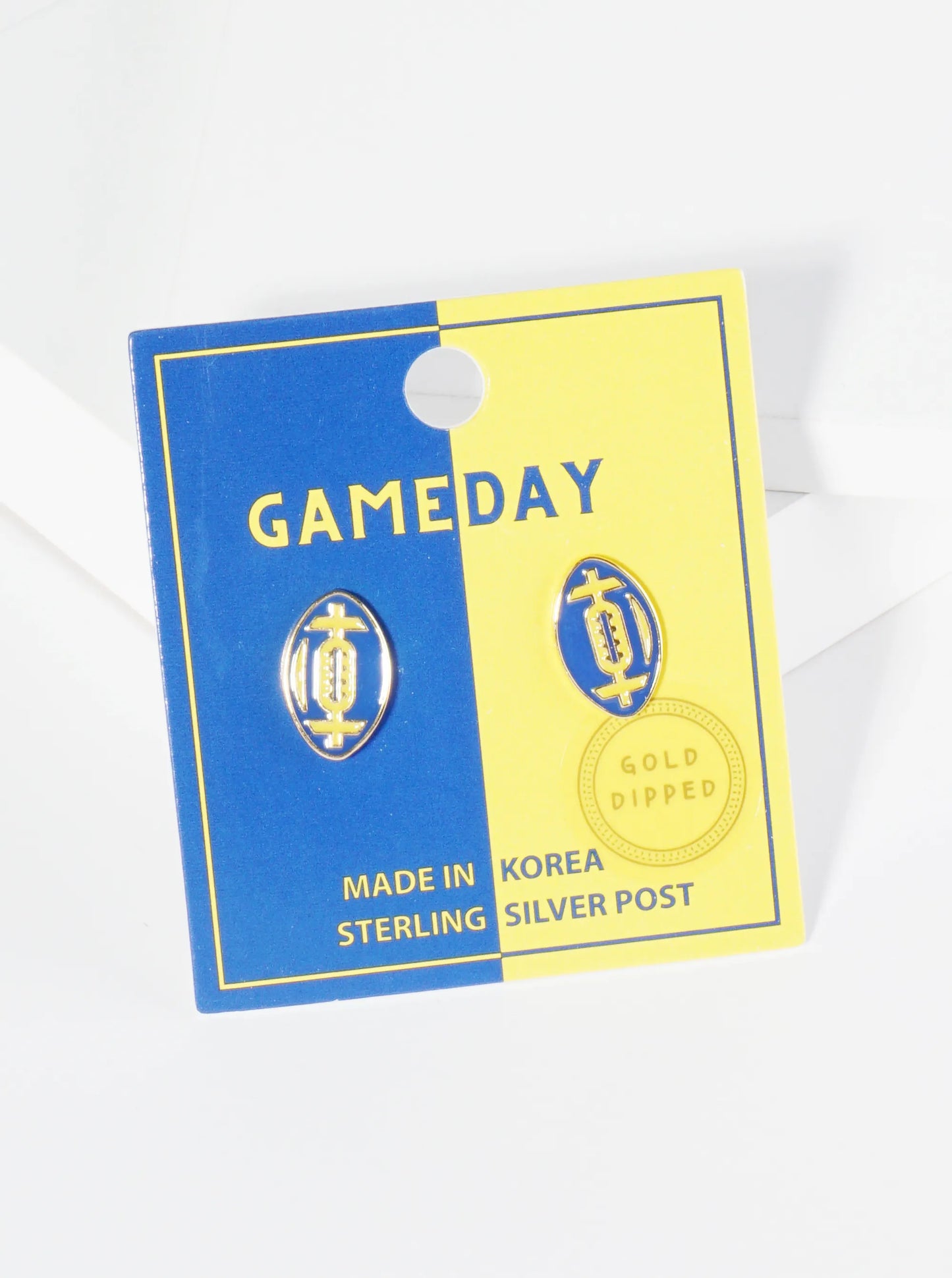 18K Gold Dipped Enamel Football Ball Game Day Stud Earrings