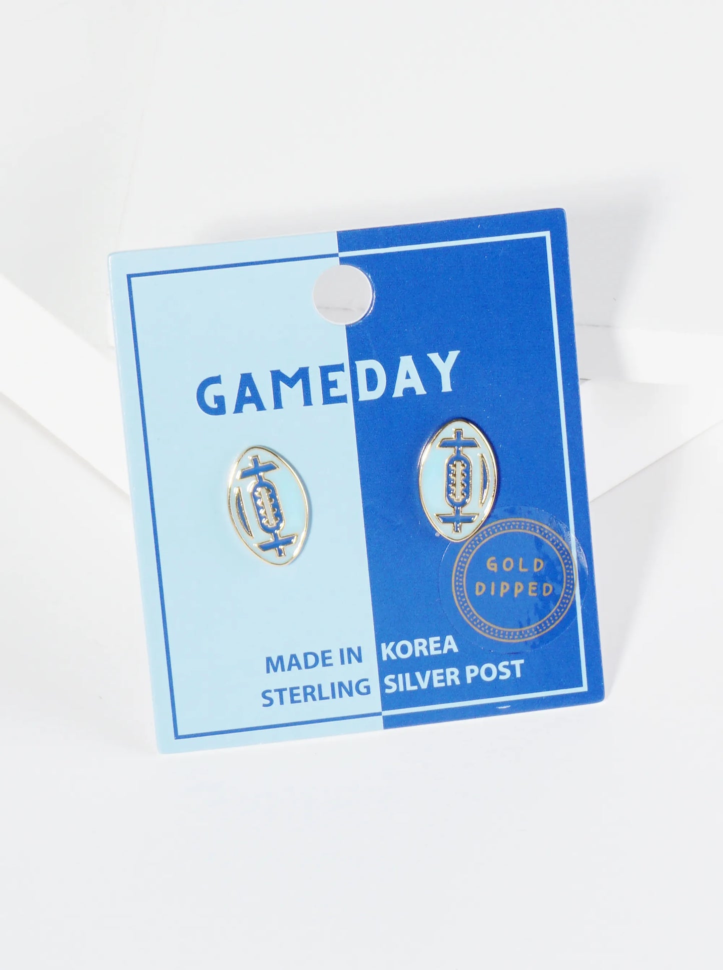 18K Gold Dipped Enamel Football Ball Game Day Stud Earrings