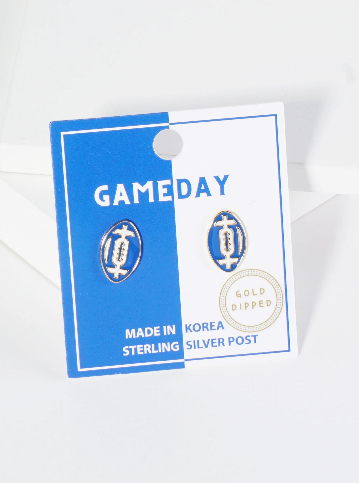 18K Gold Dipped Enamel Football Ball Game Day Stud Earrings