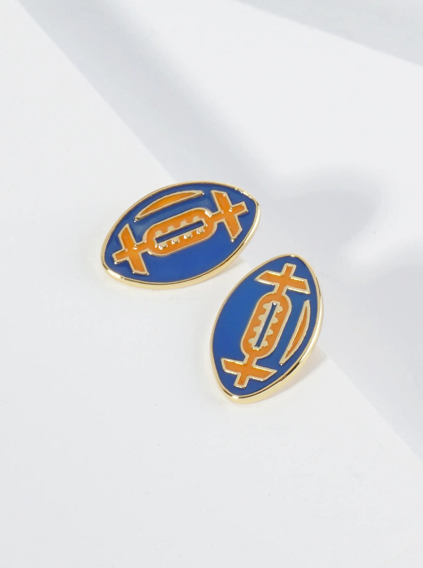 18K Gold Dipped Enamel Football Ball Game Day Stud Earrings