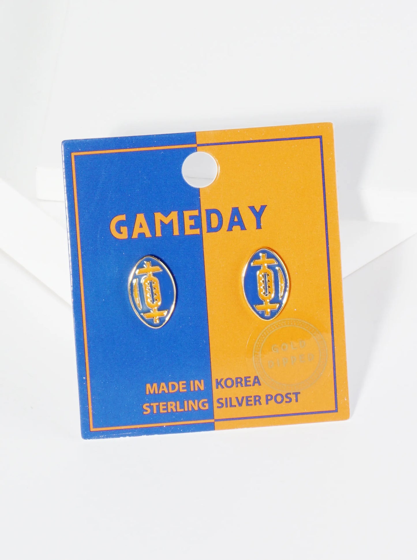 18K Gold Dipped Enamel Football Ball Game Day Stud Earrings