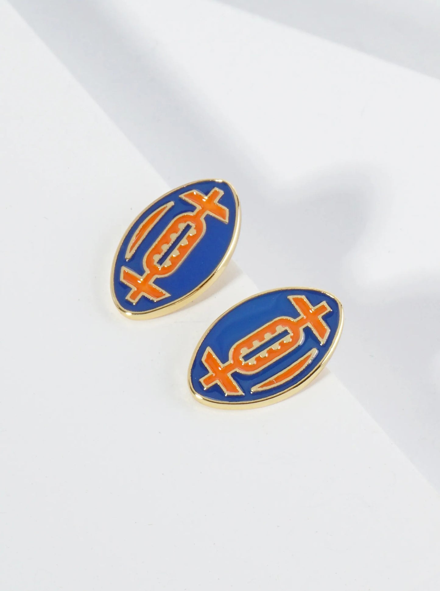 18K Gold Dipped Enamel Football Ball Game Day Stud Earrings
