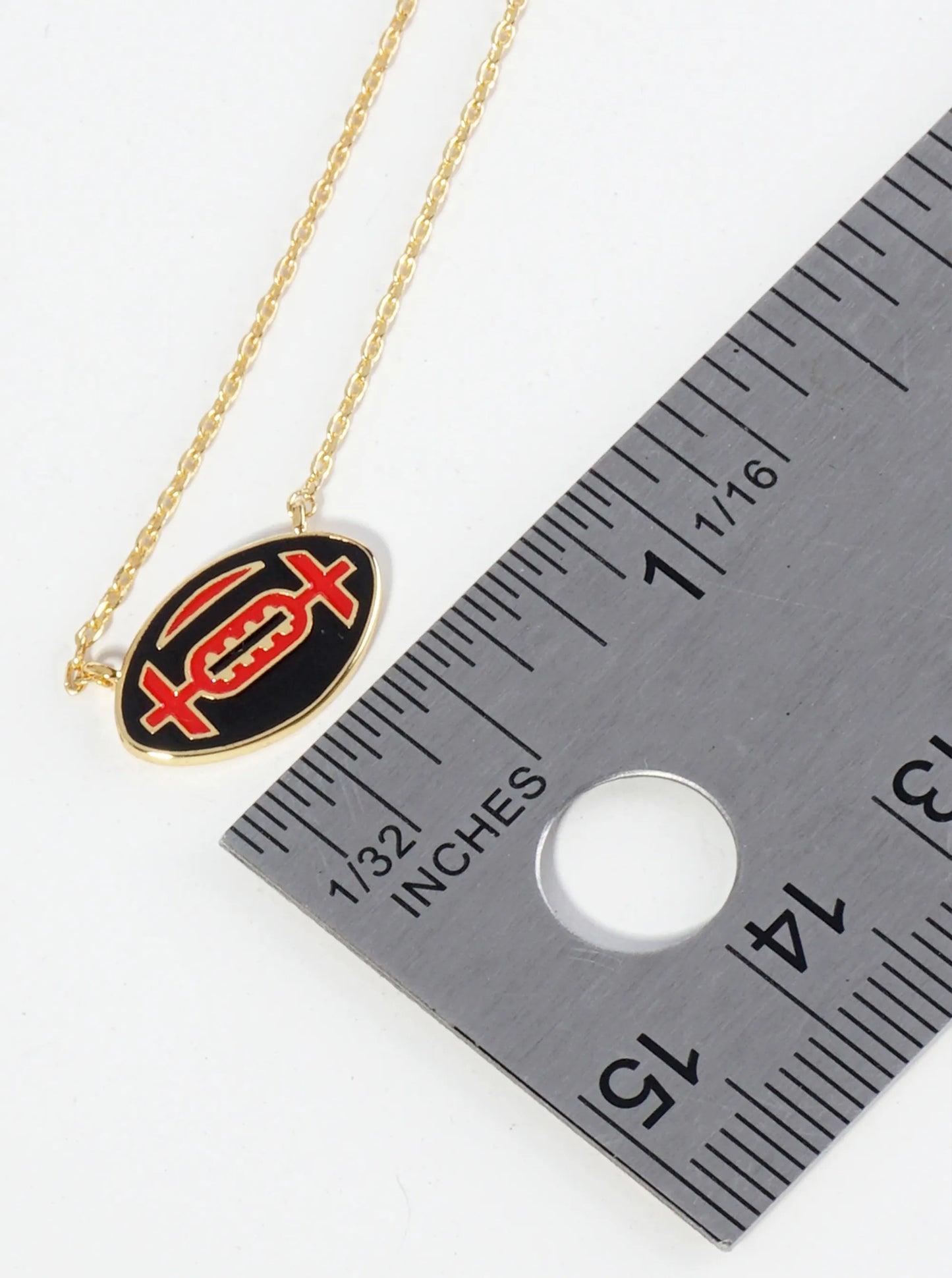 18K Gold Dipped Enamel Football Ball Pendant Game Day Necklace