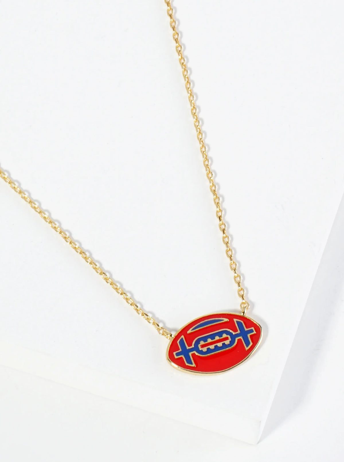 18K Gold Dipped Enamel Football Ball Pendant Game Day Necklace