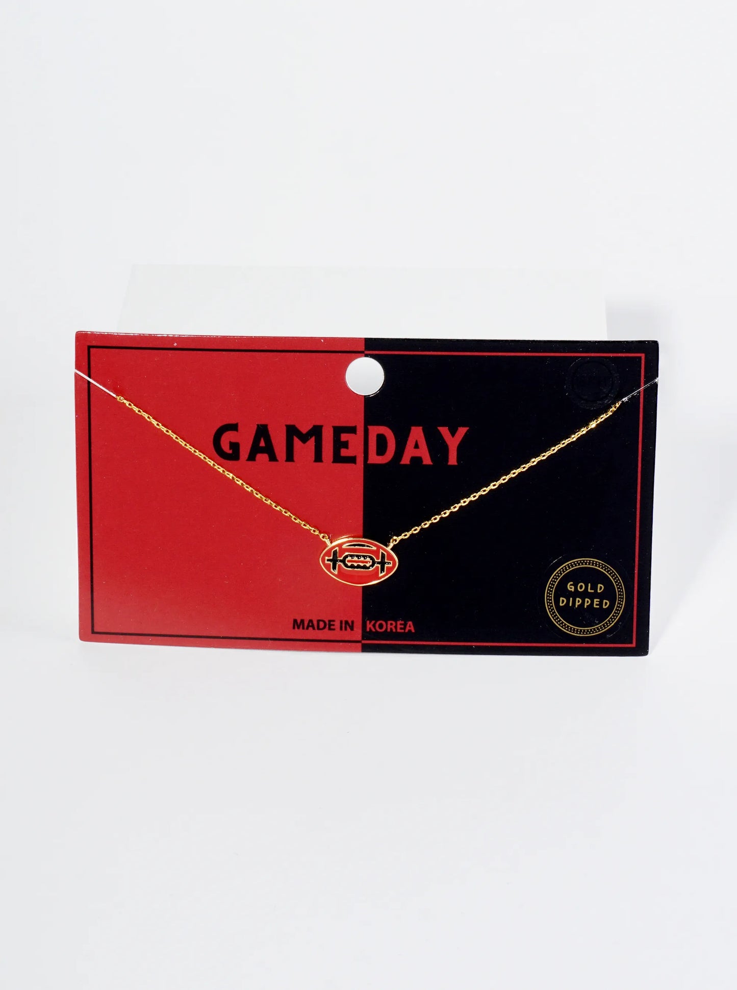 18K Gold Dipped Enamel Football Ball Pendant Game Day Necklace