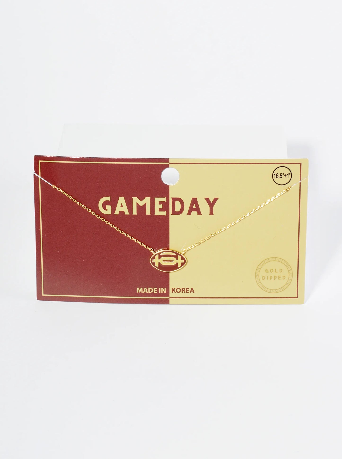 18K Gold Dipped Enamel Football Ball Pendant Game Day Necklace