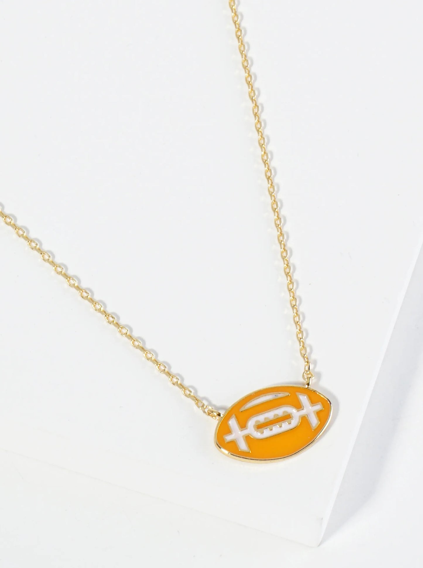 18K Gold Dipped Enamel Football Ball Pendant Game Day Necklace
