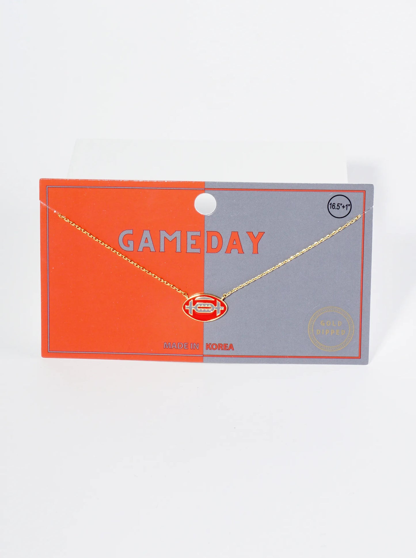 18K Gold Dipped Enamel Football Ball Pendant Game Day Necklace