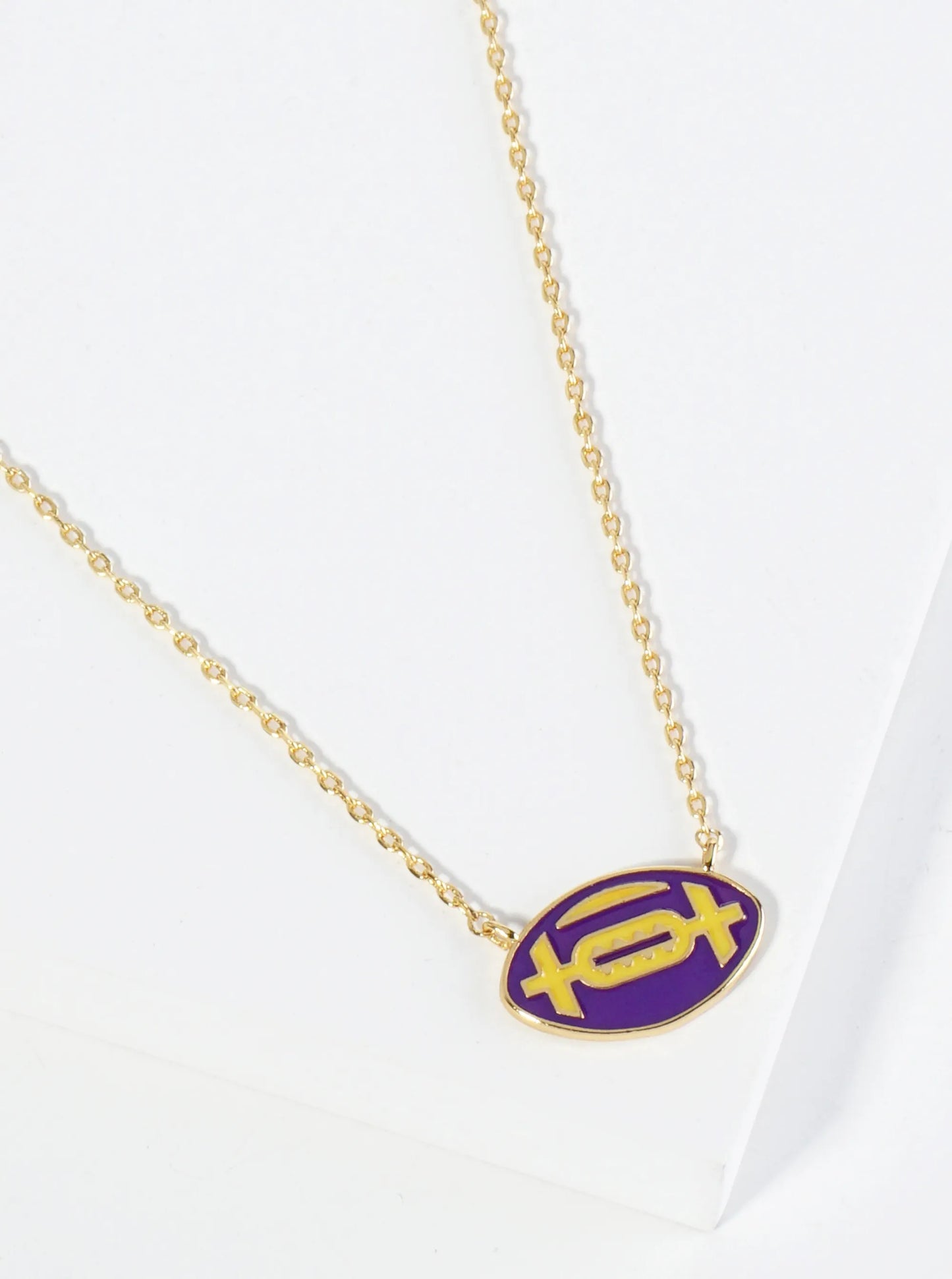 18K Gold Dipped Enamel Football Ball Pendant Game Day Necklace
