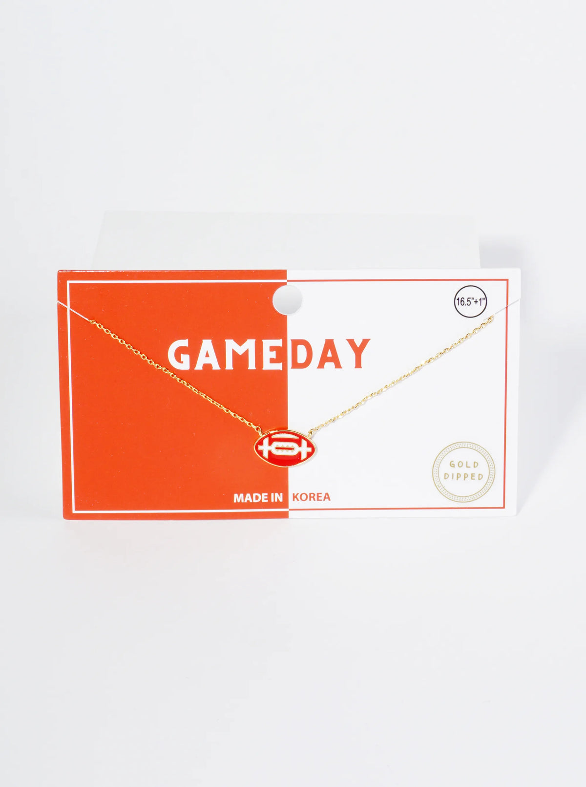 18K Gold Dipped Enamel Football Ball Pendant Game Day Necklace
