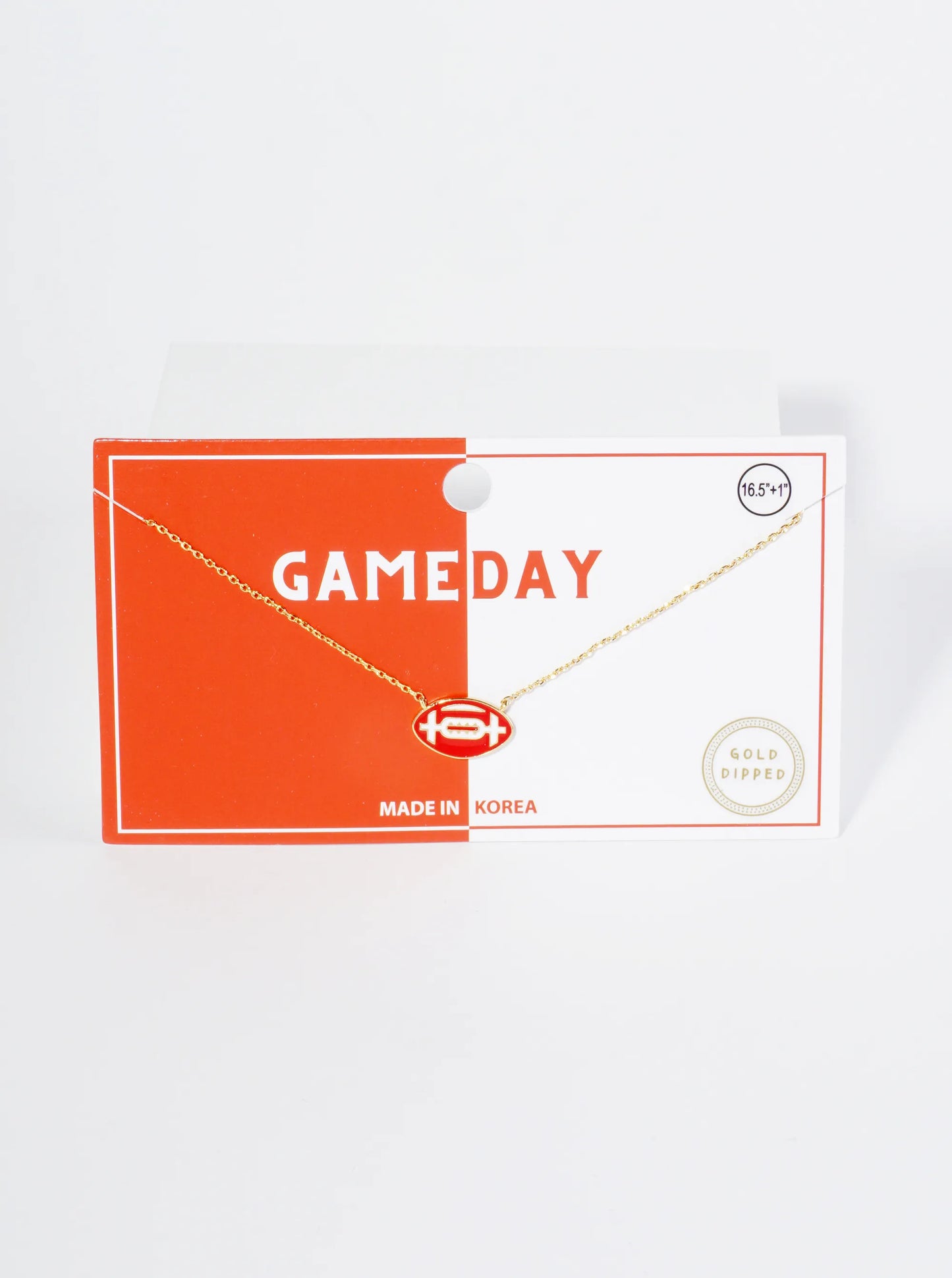 18K Gold Dipped Enamel Football Ball Pendant Game Day Necklace