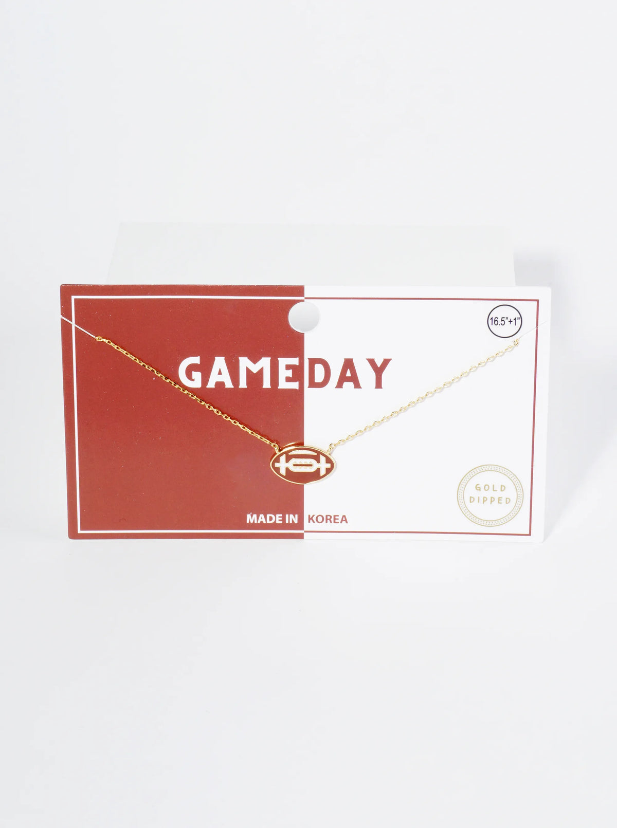 18K Gold Dipped Enamel Football Ball Pendant Game Day Necklace