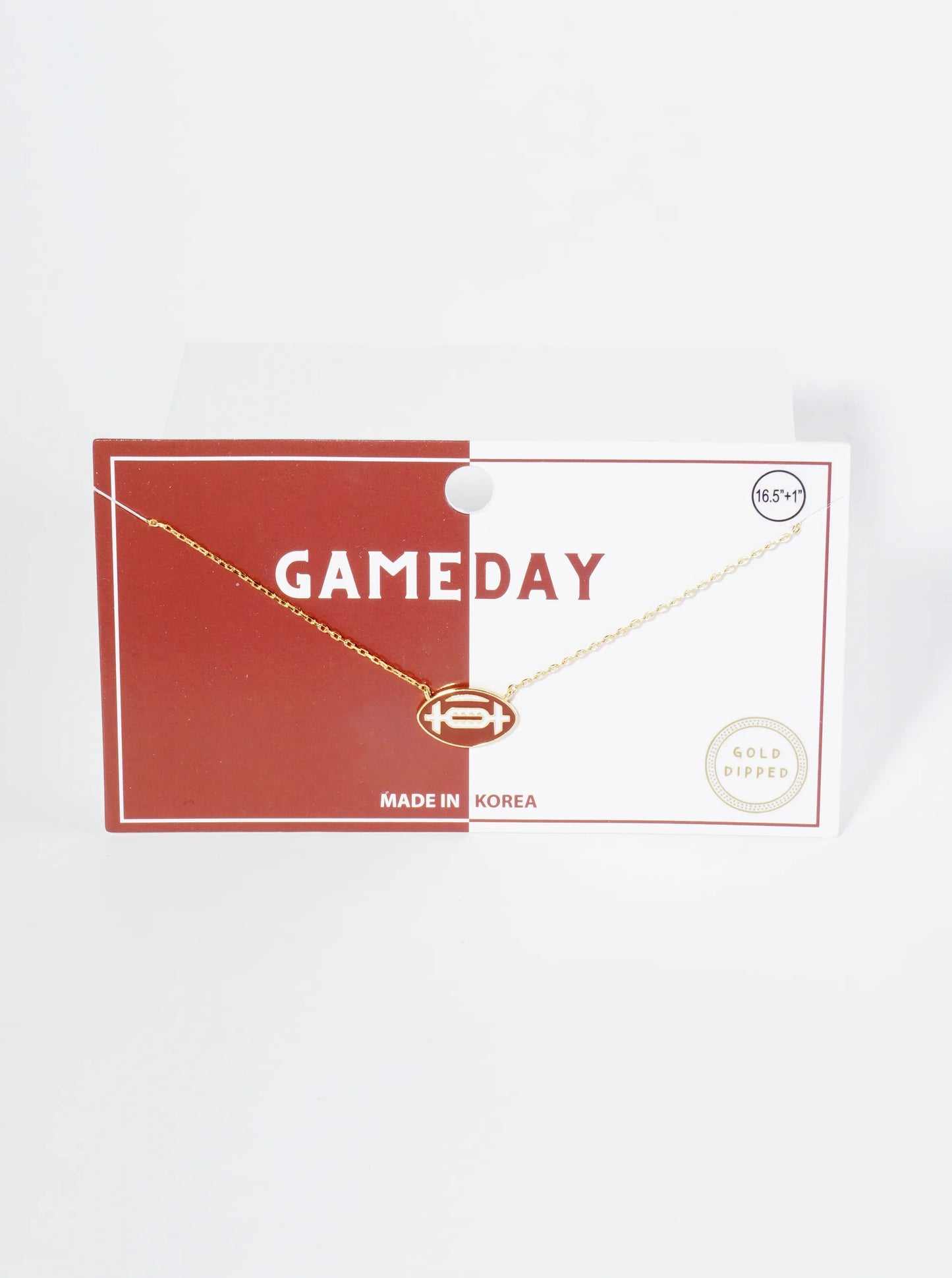 18K Gold Dipped Enamel Football Ball Pendant Game Day Necklace