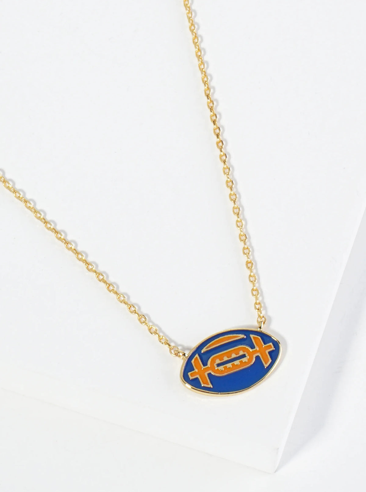 18K Gold Dipped Enamel Football Ball Pendant Game Day Necklace