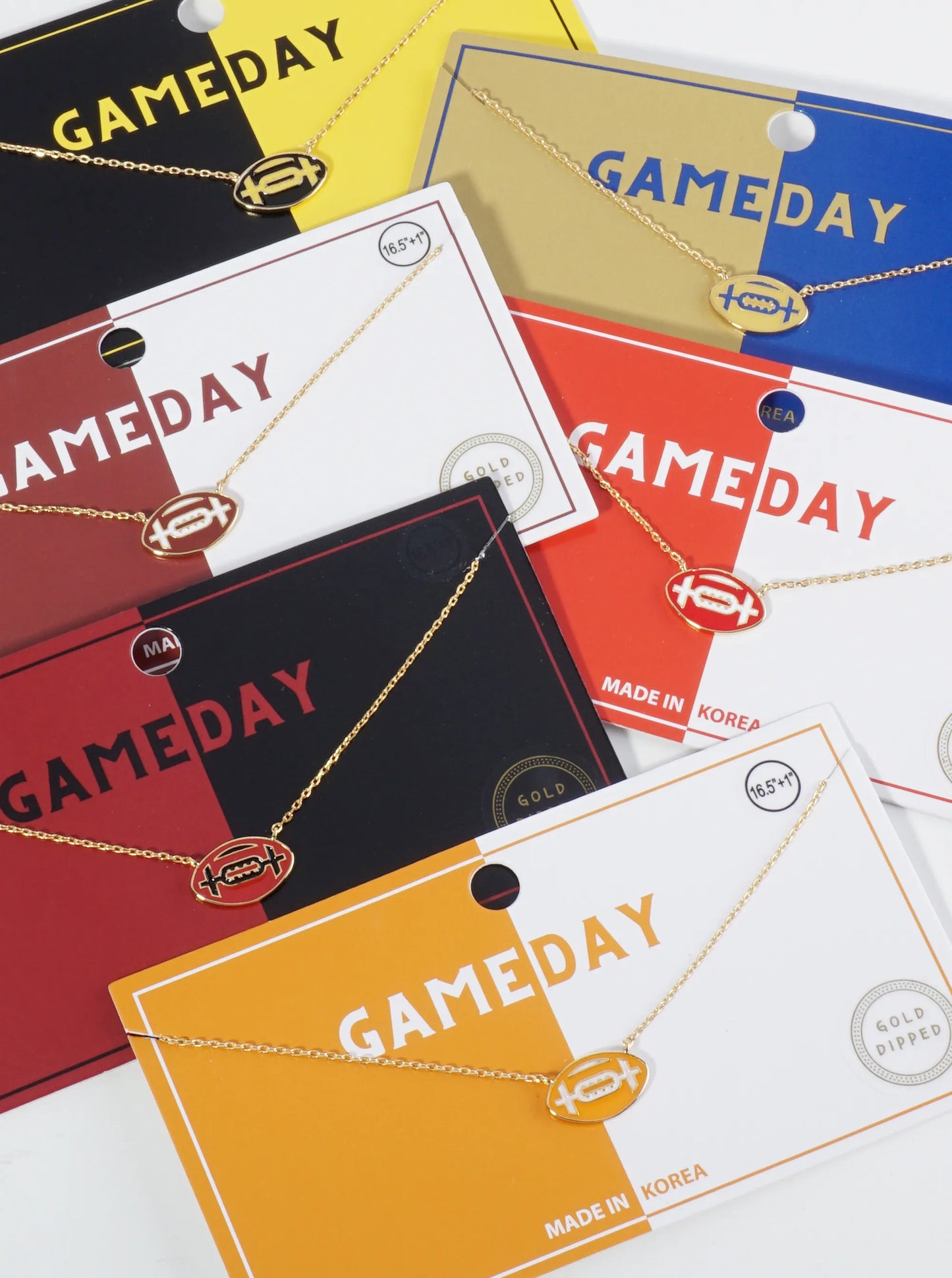 18K Gold Dipped Enamel Football Ball Pendant Game Day Necklace