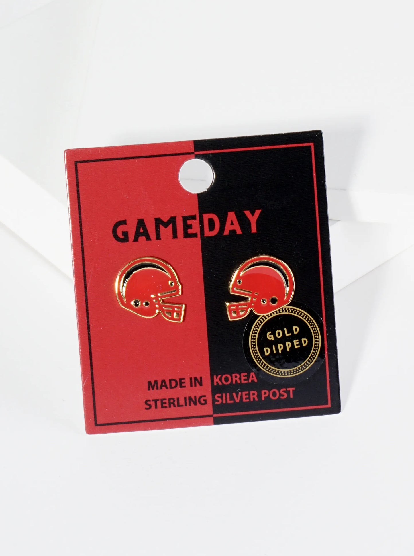18K Gold Dipped Enamel Football Helmet Game Day Stud Earrings
