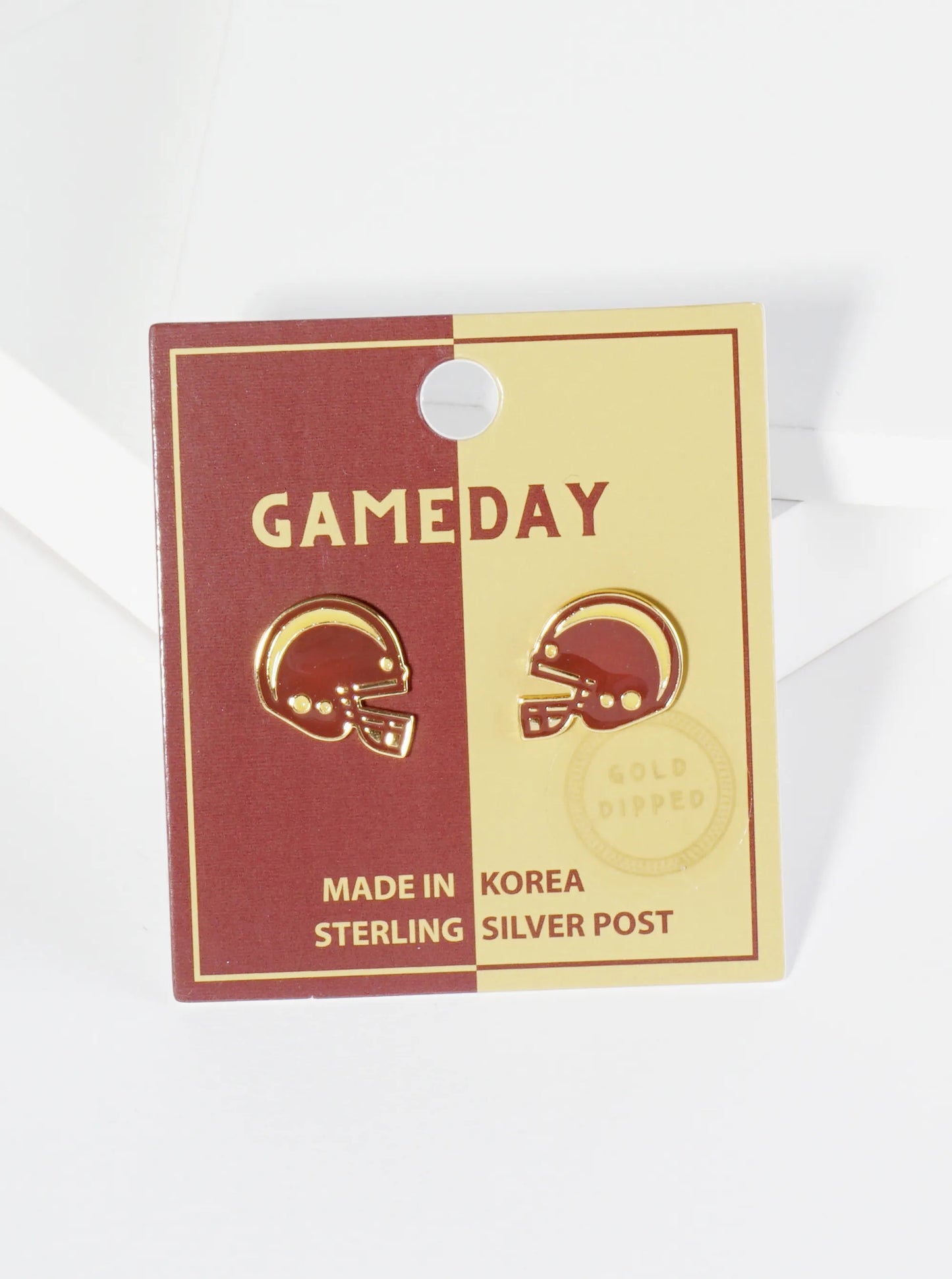 18K Gold Dipped Enamel Football Helmet Game Day Stud Earrings